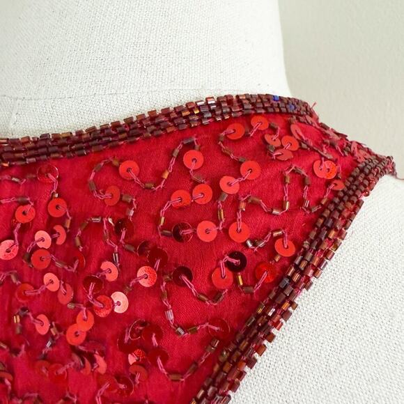 Vintage Laurence Kazar Red Sequin Full Length Dress Size S/M Racerback Crew Neck - Picture 6 of 10